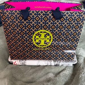 Tory Burch Geometric Navy and Neon Yellow Bag